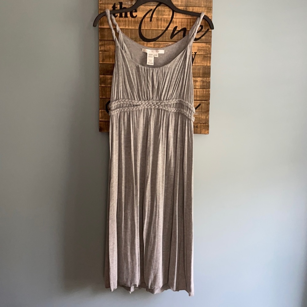 Max Studio grey Grecian twist sundress ☀️ Spaghetti Strap Gathered Flattering M